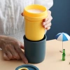 Creative new student breakfast cups, portable hand-held plastic cups, microwave oven-safe sealed soup cups available for wholesale details Picture